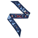 Bandeau de soie 6x86, la rose du petit prince – Bleu Marine