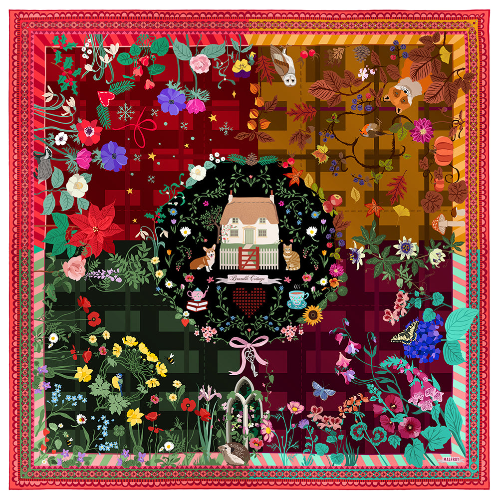 Silk Square 120, Cottage  – Red