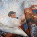 Silk Scarf 67, Printed Silk Twill Renoir, Rameurs à Chatou – Pink