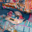 Silk Square 67, The Haberdashery by artist Victoria Ball – Blue