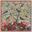 Carré en laine et soie 120 Les oiseaux de l’Artiste Victoria Ball – Orange