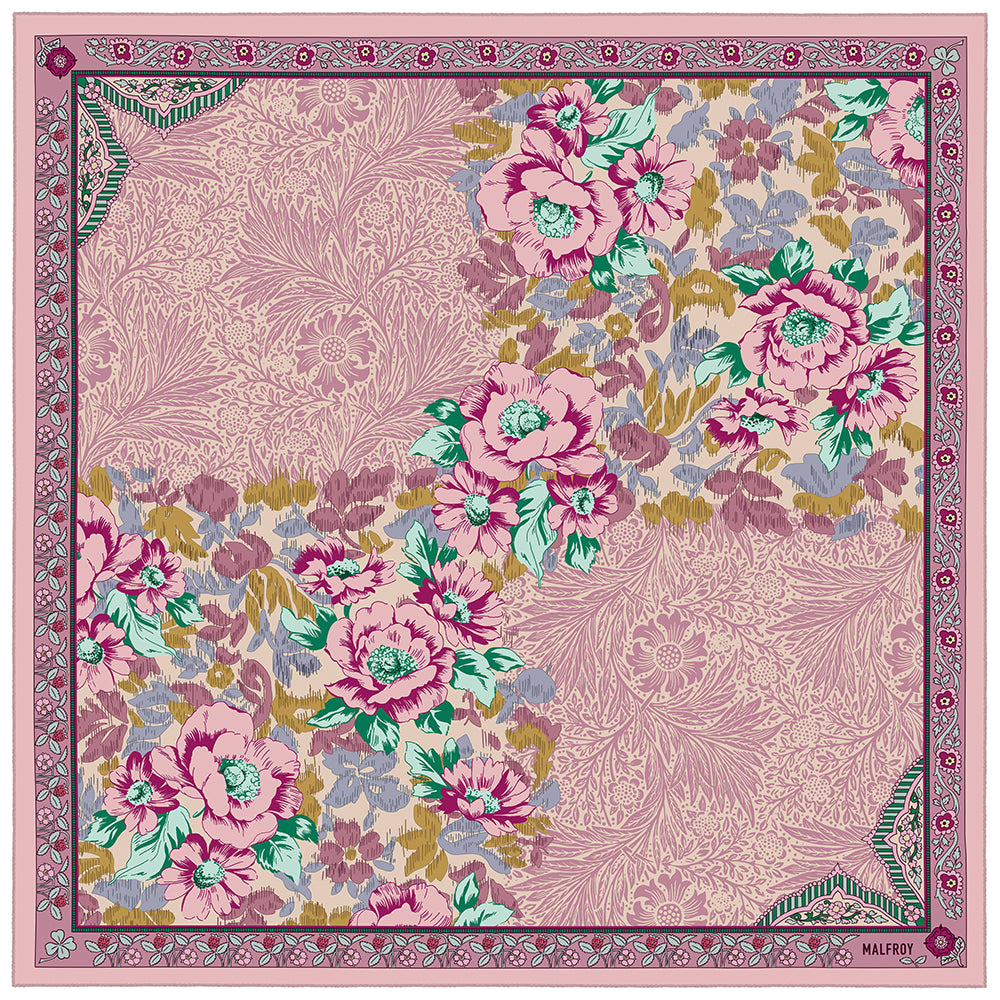 Wool and Silk Square 70, Morris – Pink 