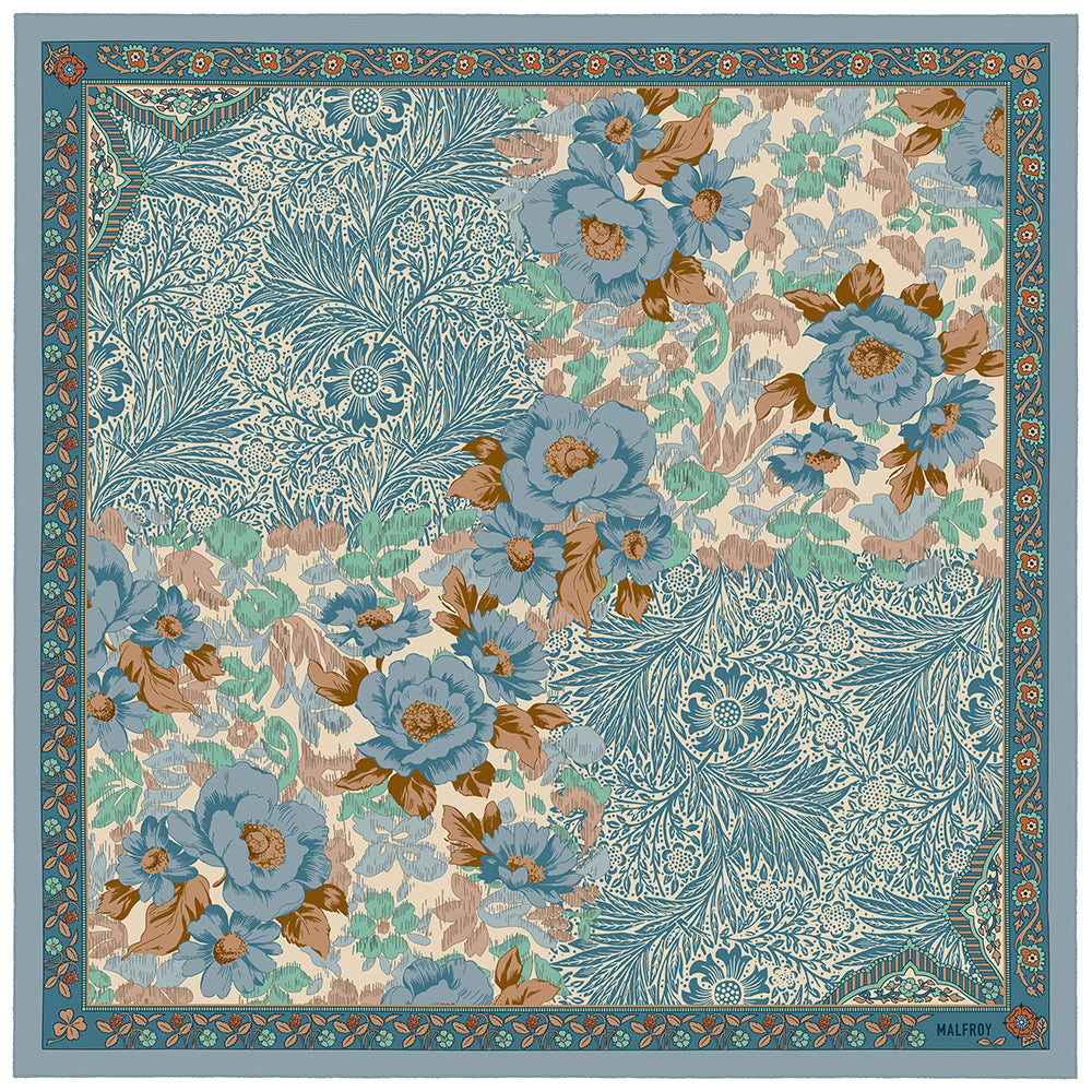 Wool and Silk Square 70, Morris – Blue 