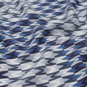 Echarpe en laine et soie 67x180 Damier - Bleu