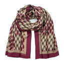 Echarpe en laine et soie 67x180 Damier - Bordeaux