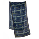 Echarpe en laine et soie 46x180 Carreaux - Bleu