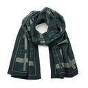 Echarpe en laine et soie 46x180 Carreaux - Vert