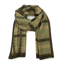 Echarpe en laine et soie 46x180 Carreaux - Kaki