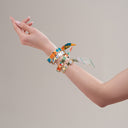 Bracelet doré et Lien en Patchwork Rayures – Vert