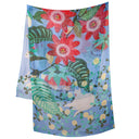 Echarpe en soie 67x180, Passiflore de l'Artiste Lil Sire - Bleu