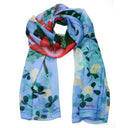 Echarpe en soie 67x180, Passiflore de l'Artiste Lil Sire - Bleu