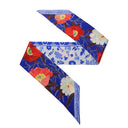 Silk Headband 13x140, Les Coquelicots by Artist Lil Sire – Blue