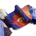 Bandeau de soie 13x140, Les Coquelicots de l’artiste Lil Sire – Bleu