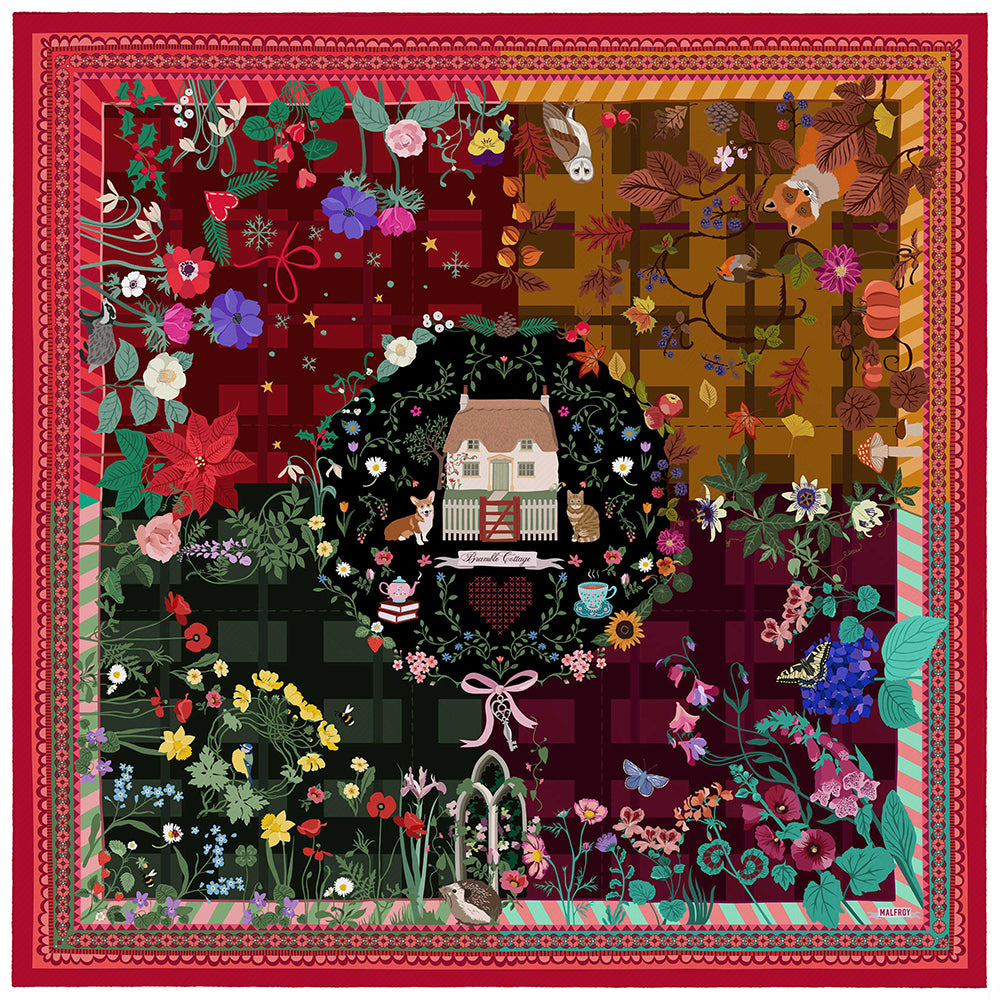 Wool and Silk Square 120 Cottage – Red