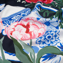 Carré de soie 90, Porcelaines et pivoines de l'artiste Lil Sire- Orange