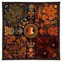 Carré en laine et soie 120 Triskell - Noir Orange