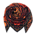 Carré en laine et soie 120 Triskell - Noir Orange