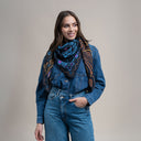 Carré en laine et soie 120 Triskell - Bleu Or