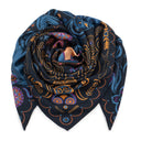 Carré en laine et soie 120 Triskell - Bleu Or