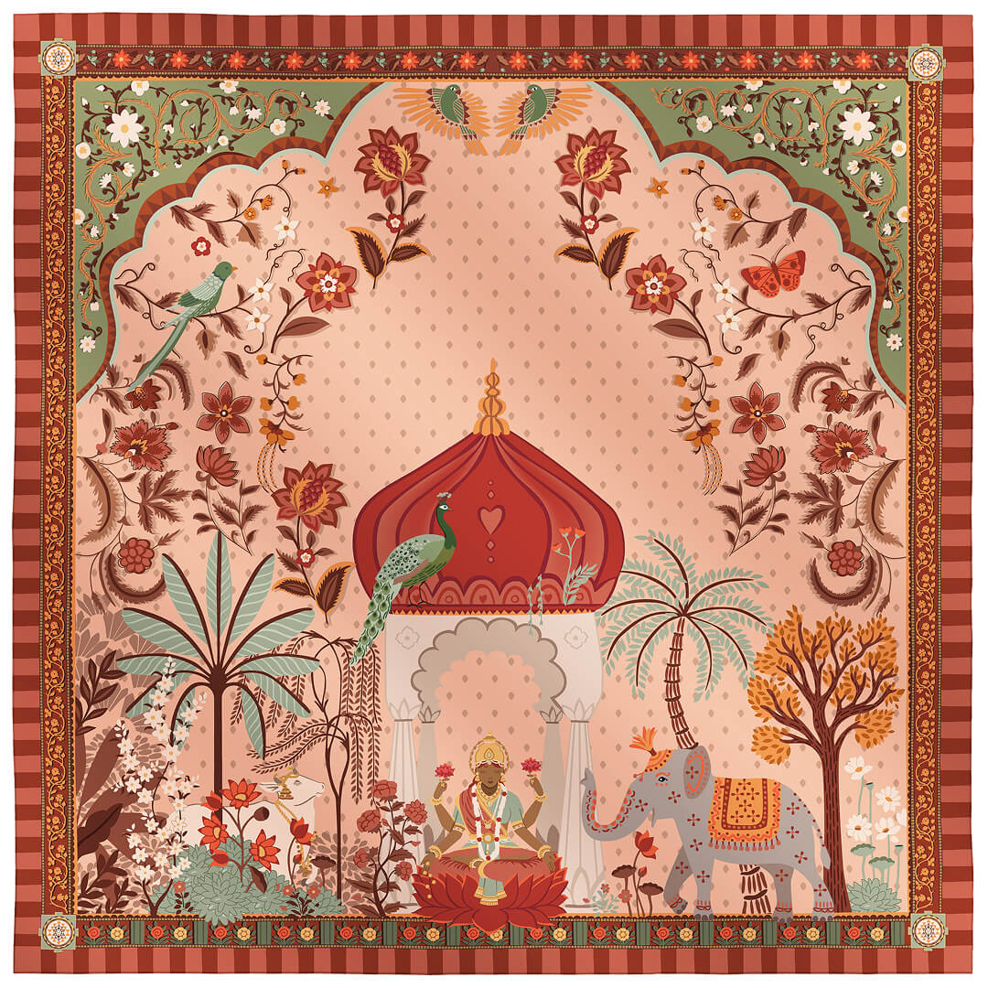 Carré de soie 67, Jaipur - Orange - Boutique en ligne SHOP MALFROY