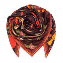 Carré de soie 120, Kitsune - Bordeaux Orange