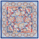 Carré de soie 67, Bouquet indien - Bleu