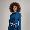 Carré de soie 67, Bouquet indien - Bleu