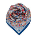 Carré de soie 67, Bouquet indien - Bleu
