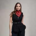 Carré en laine et soie 70, Tartan - Rouge