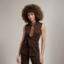Carré en laine et soie 70, Tartan - Marron