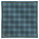 Carré en laine et soie 70, Tartan - Bleu