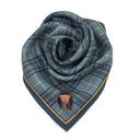 Carré en laine et soie 70, Tartan - Bleu