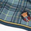 Carré en laine et soie 70, Tartan - Bleu