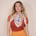 Carré de soie 90, Comme L'oiseau - Beige