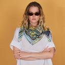 Carré de soie 90, Capri - Bleu turquoise