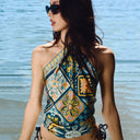 Carré de soie 90, Capri - Bleu turquoise