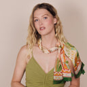 Silk scarf 43x140, Ipanema - Biege Green