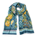 Echarpe en soie 67x180, Positano -Bleu turquoise