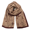 Harry Potter Marauder's Map Wool and Silk Scarf 67x180 - Beige Burgundy