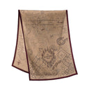 Echarpe en laine et soie 67x180, Harry Potter, La carte du Maraudeur – Beige Bordeaux
