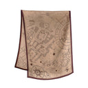 Echarpe en laine et soie 67x180, Harry Potter, La carte du Maraudeur – Beige Bordeaux