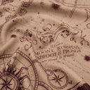 Echarpe en laine et soie 67x180, Harry Potter, La carte du Maraudeur – Beige Bordeaux