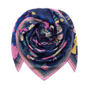 Carré en laine et soie 120 Kitsune - Marine rose