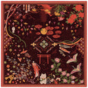 Carré en laine et soie 120 Kitsune - Bordeaux Orange