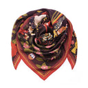 Carré en laine et soie 120 Kitsune - Bordeaux Orange