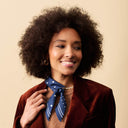 Silk Headband 6x86 - Polka Dots – Blue Navy
