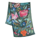 Écharpe en soie 67x180, mousseline de soie Vase Fleuri par Malin Gyllensvaan – Vert