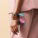 Bracelet doré et Lien en soie La Verrière – Rouge