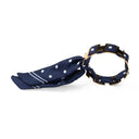 Gold Bracelet with Polka Dot Ribbon – Blue Navy