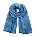 Écharpe en laine et soie 67x180, La Galaxie du petit prince – Bleu